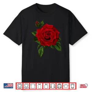 Single Red Roses Flower Cute Red Roses Flower Gardening Shirt