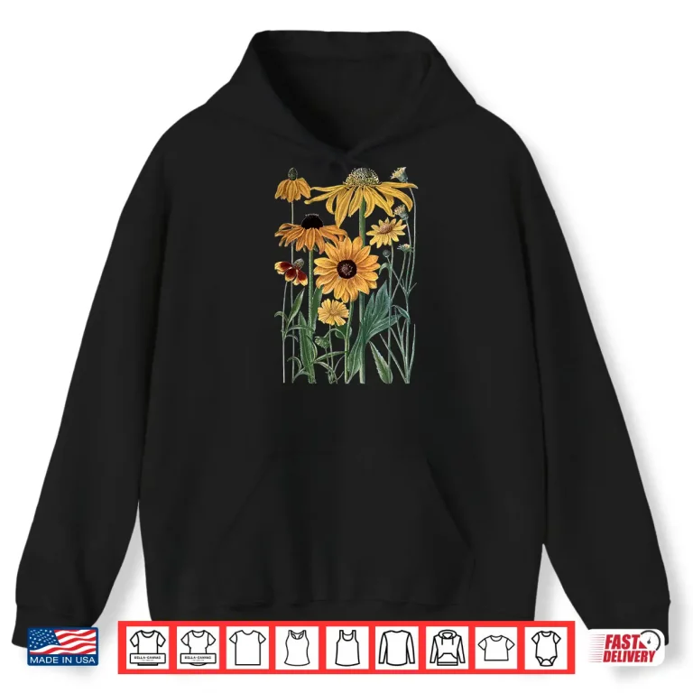 Hoodie Sunflower Wildflower Vintage Botanical Plant Gardening Gift Shirt