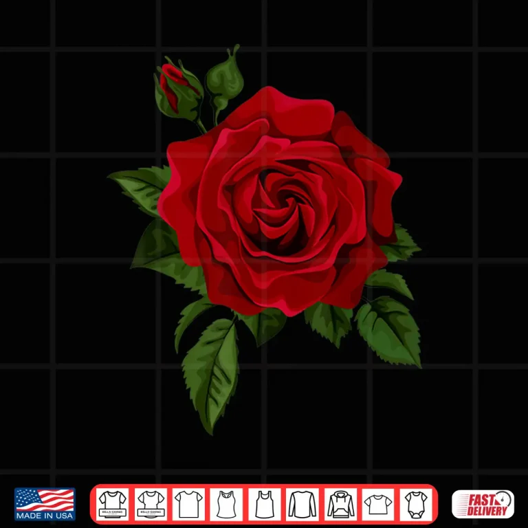 Design Single Red Roses Flower Cute Red Roses Flower Gardening Shirt