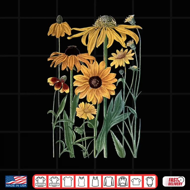 Design Sunflower Wildflower Vintage Botanical Plant Gardening Gift Shirt