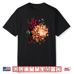 Vintage Dahlia Inspired Flower Plant Lover Funny Gardening Shirt