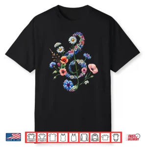 Wildflowers Treble Clef Flower Musical Note Music Graphic Shirt