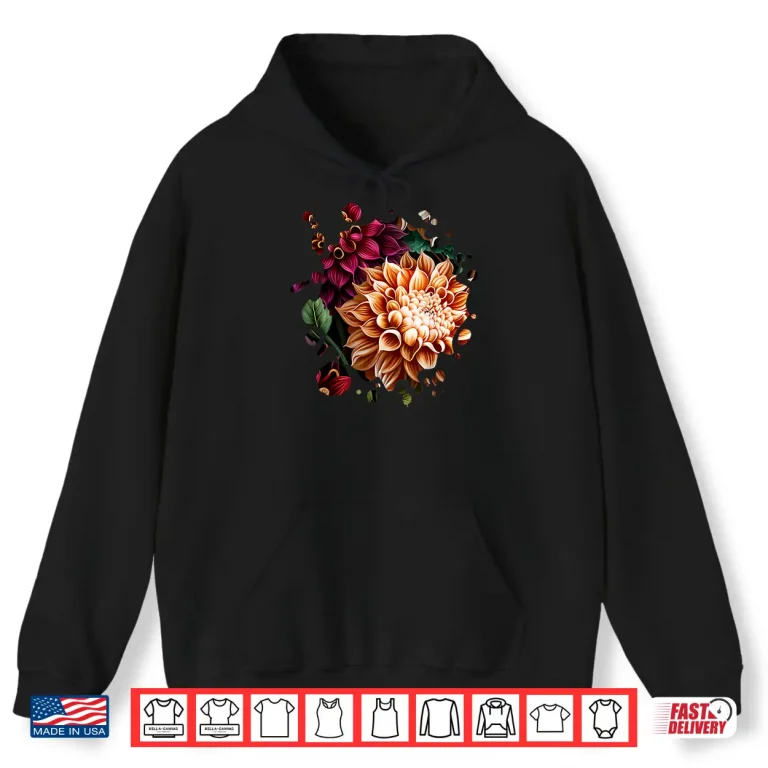 Hoodie Vintage Dahlia Inspired Flower Plant Lover Funny Gardening Shirt
