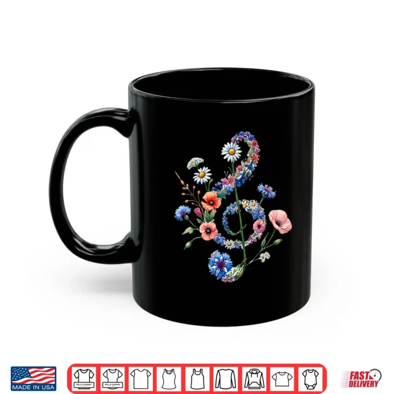 Mug Wildflowers Treble Clef Flower Musical Note Music Graphic Shirt