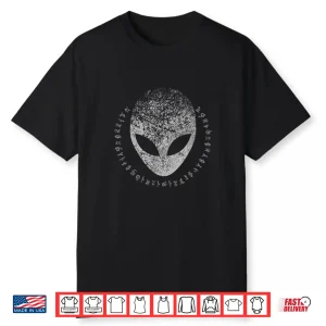 Distressed Ancient Alien Head Alien Writing Professional Graphic Shirt