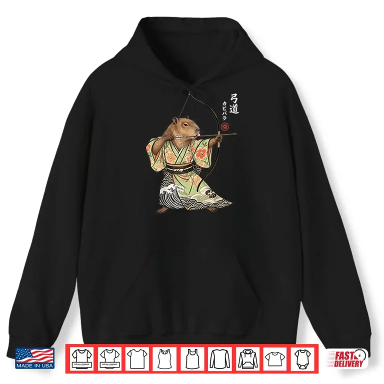 Hoodie Capybara Archery Samurai Kyudo Japanese Animal Shirt