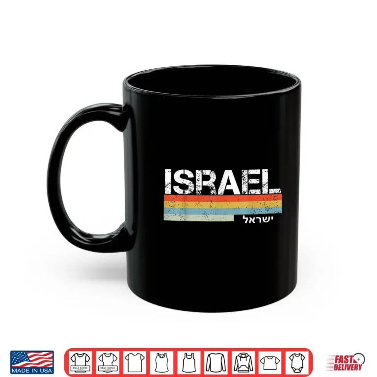 Mug Israel Retro Vintage Stripes Hebrew Writing Professional Shirt