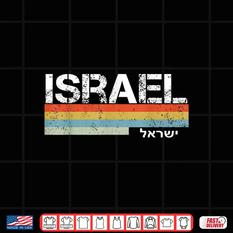 Design Israel Retro Vintage Stripes Hebrew Writing Professional Shirt