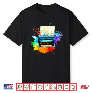 Watercolor Typewriter Creative Retro Writing Gift For Writer Shirt