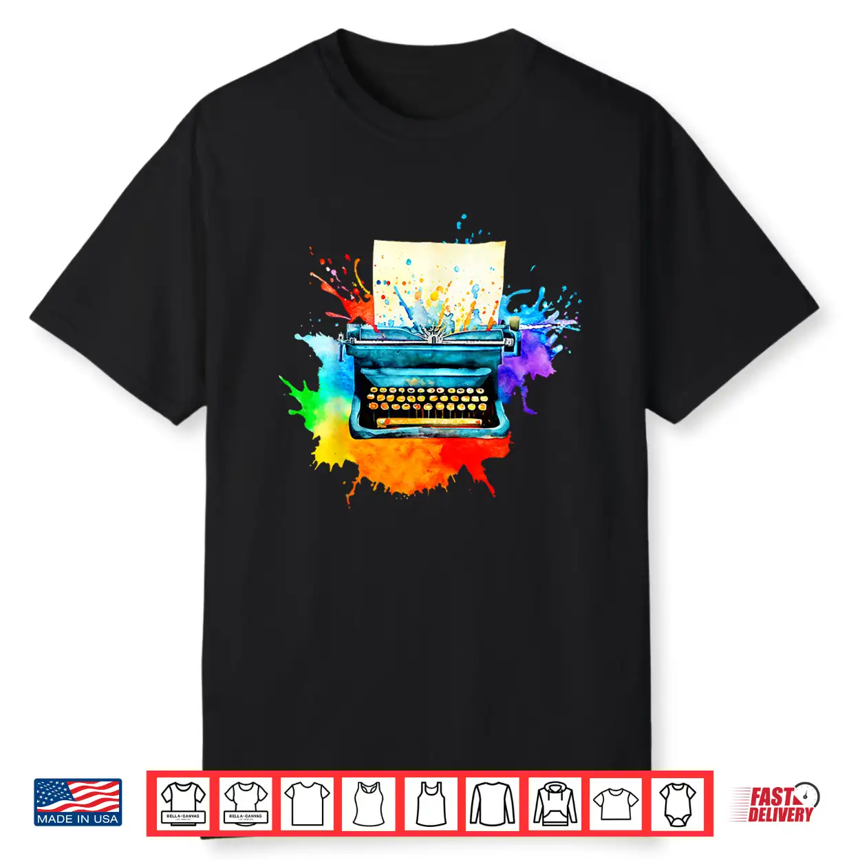 Watercolor Typewriter Creative Retro Writing Gift For Writer Shirt