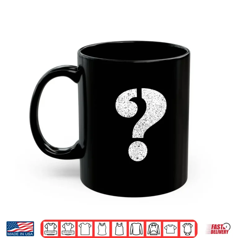 Mug Question Mark Stencilled Punctuation Grammar Funny Shirt