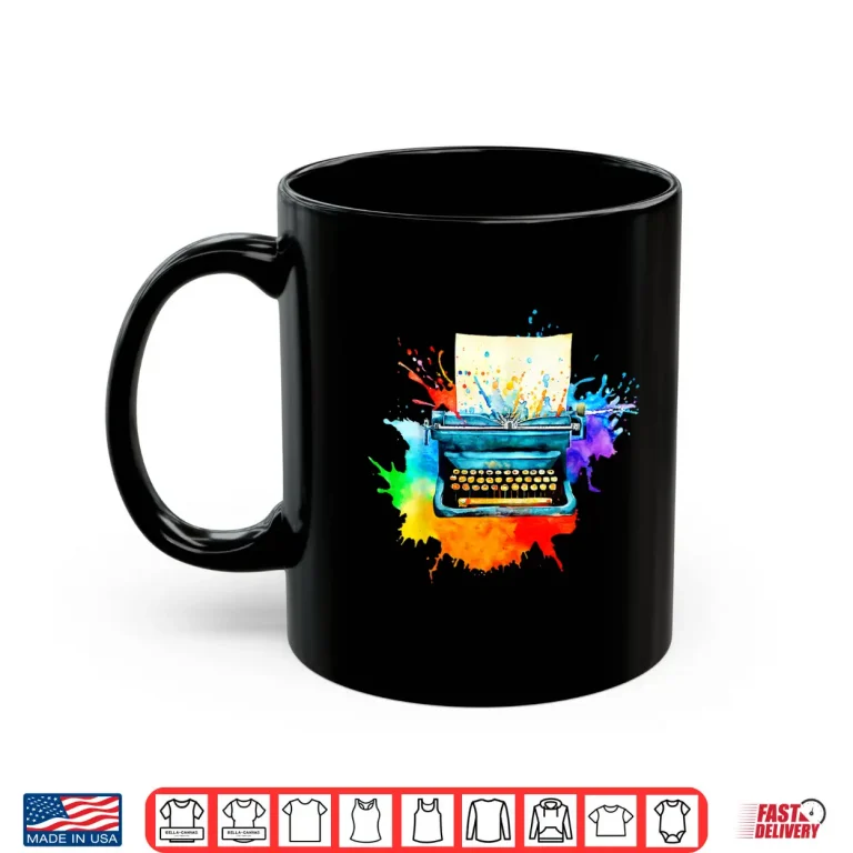 Mug Watercolor Typewriter Creative Retro Writing Gift For Writer Shirt