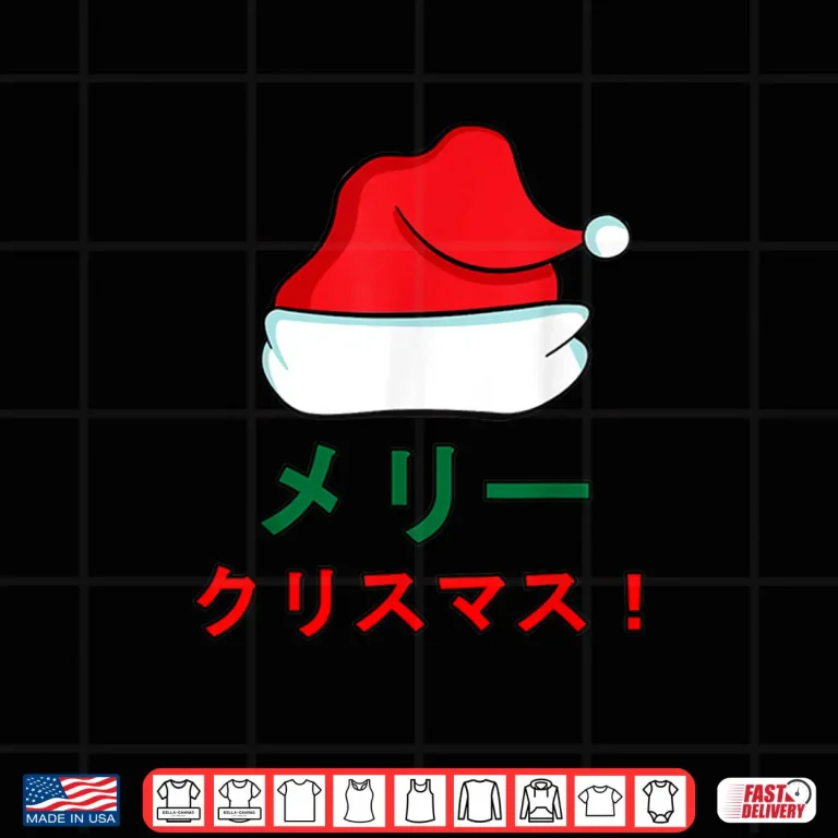 Design Santa Hat Merry Christmas Anime Manga Japanese Writing Shirt