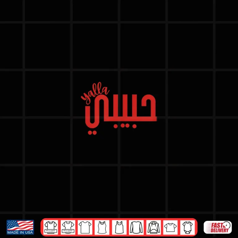 Design Yalla Habibi Calligraphic Arabic Writing Professional Shirt