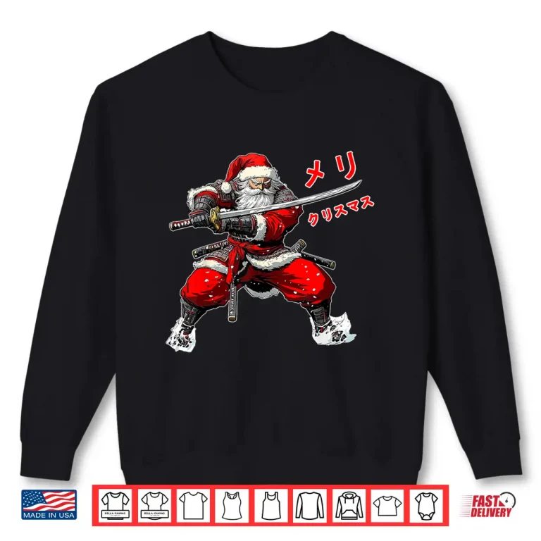 Sweatshirt Santa Warrior Merry Christmas Anime Manga Japan Writing Shirt
