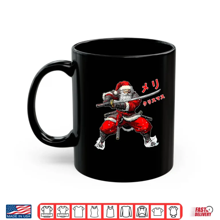 Mug Santa Warrior Merry Christmas Anime Manga Japan Writing Shirt