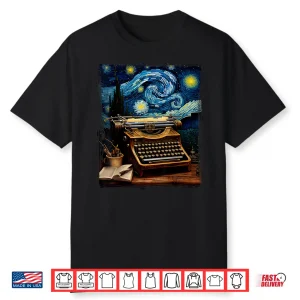 Typewriter Writers Editor Van Gogh Art Typewriter Writing Shirt