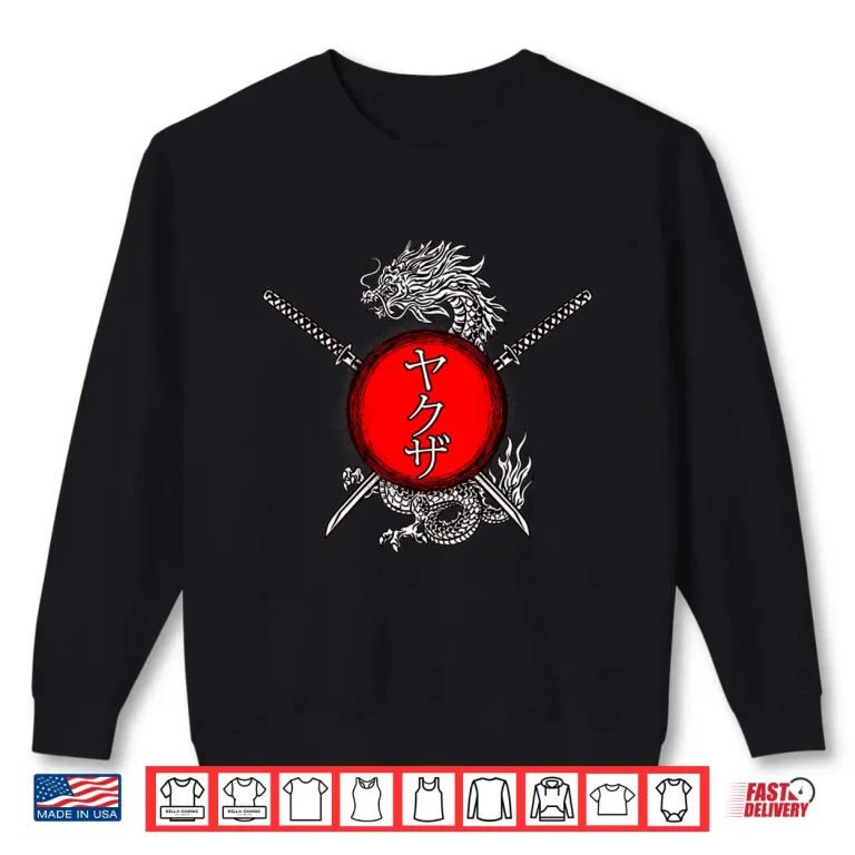 Sweatshirt Yakuza Japanese Writing Sword Dragon Professional Graphic Shirt