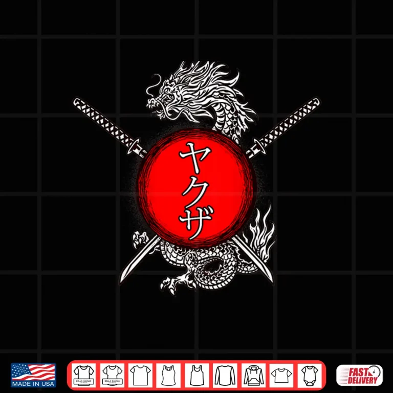 Design Yakuza Japanese Writing Sword Dragon Professional Graphic Shirt