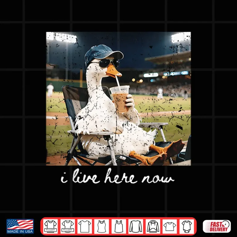 Design Funny Goose Ballfield Baseball Field I Live Here Now Shirt