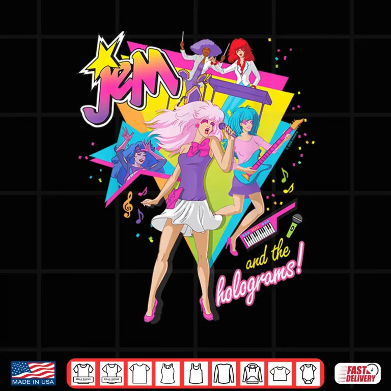 Design Jem and The Holograms Full Band Rocking Out 80s Rock Retro Shirt