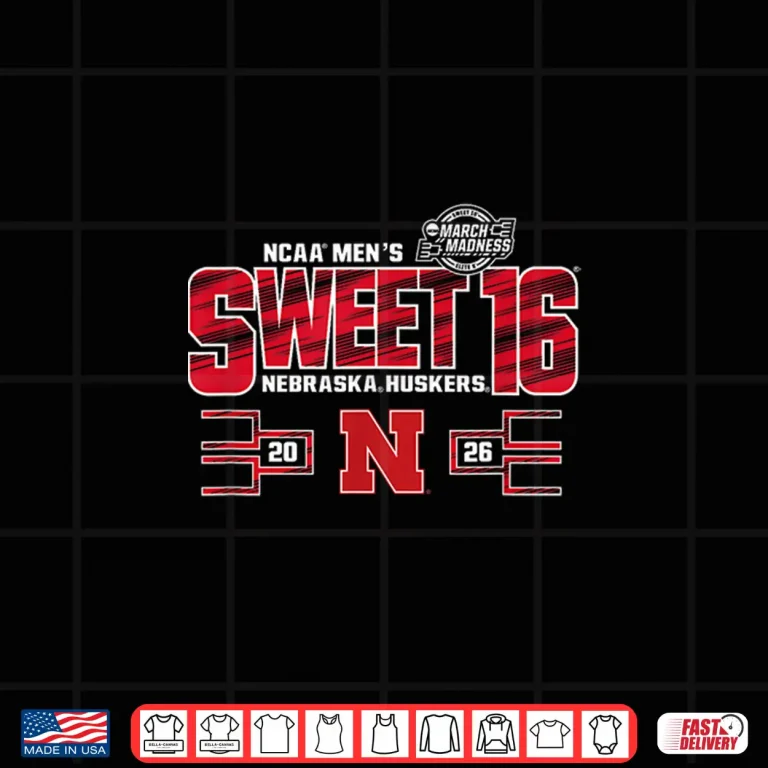 Design Nebraska Cornhuskers Sweet 16 2026 Mens March Madness Black Shirt