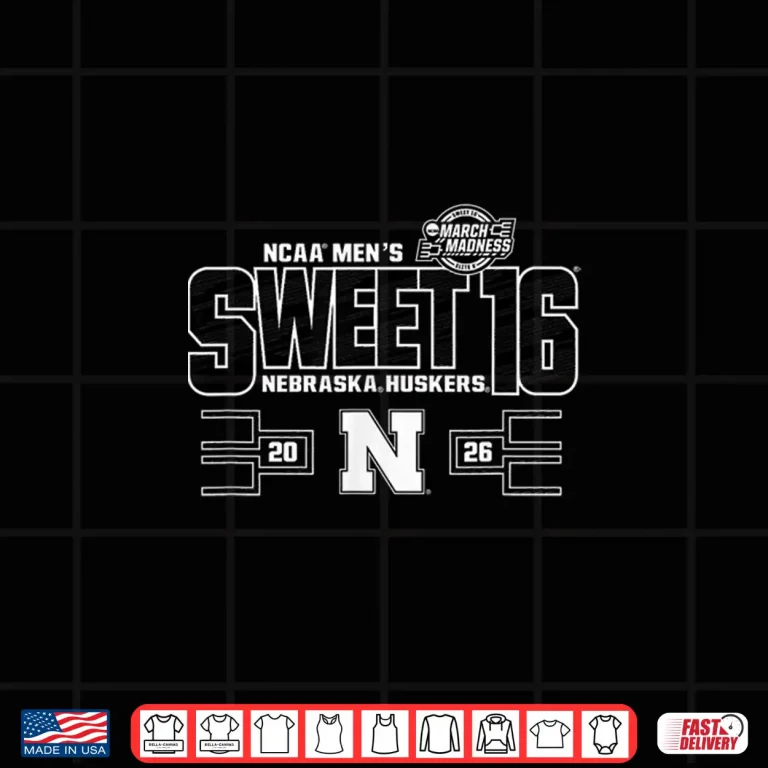 Design Nebraska Cornhuskers Sweet 16 2026 Mens March Madness Red Shirt
