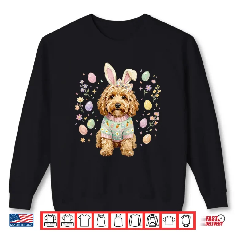 Sweatshirt Easter Golden Doodle Dog Bunny Ears Pastel Spring Dog Mama Shirt