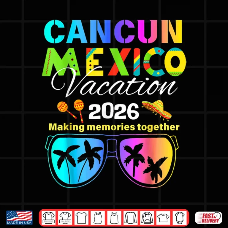Design Cancun Mexico Vacation Beach 2026 Trip Group Squad Colorful Shirt