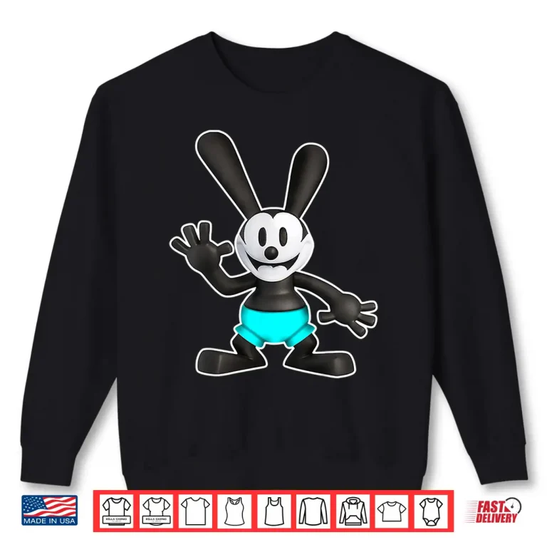 Sweatshirt Oswald Rabbit Vintage Cartoon 1927 Hello Blue Shirt