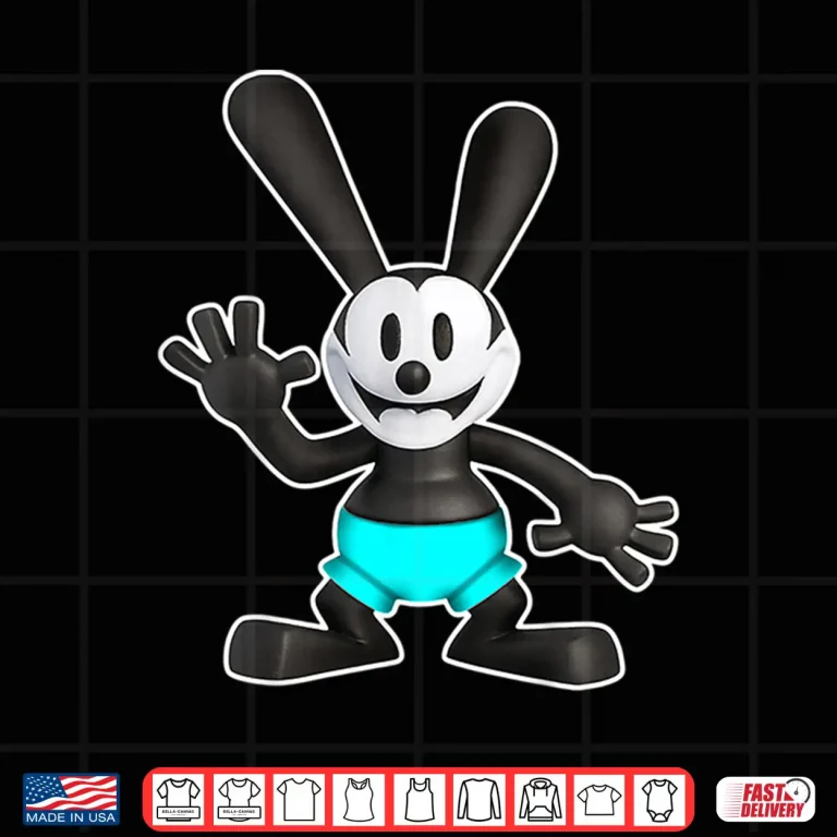 Design Oswald Rabbit Vintage Cartoon 1927 Hello Blue Shirt