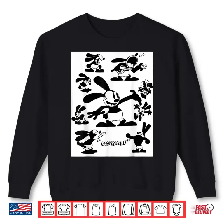Sweatshirt Oswald Rabbit Vintage Cartoon Sketch Sheet 1927 Shirt