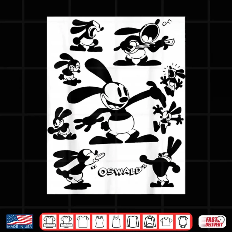 Design Oswald Rabbit Vintage Cartoon Sketch Sheet 1927 Shirt