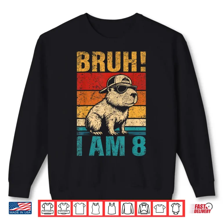 Sweatshirt 8 Year Old Birthday Boy Capybara Bruh Its My 8th Birthday Shirt