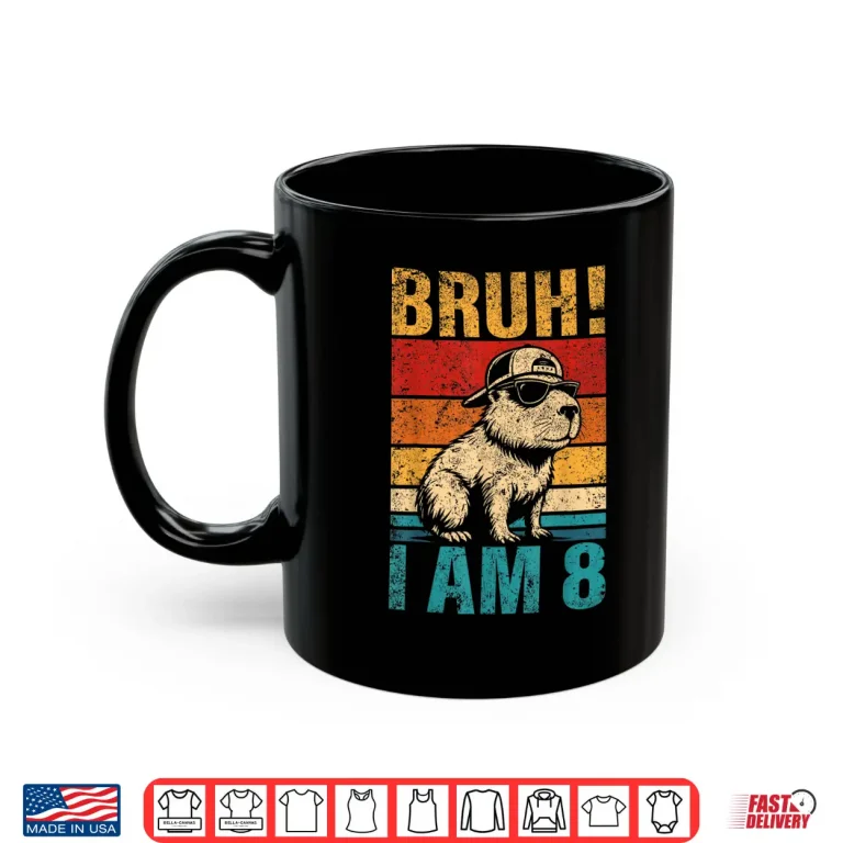 Mug 8 Year Old Birthday Boy Capybara Bruh Its My 8th Birthday Shirt