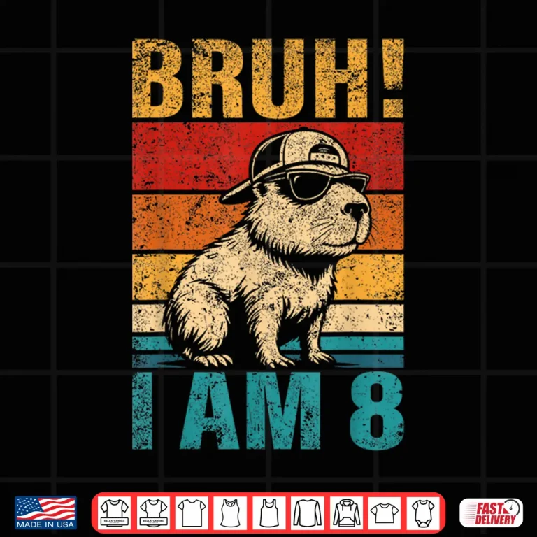 Design 8 Year Old Birthday Boy Capybara Bruh Its My 8th Birthday Shirt