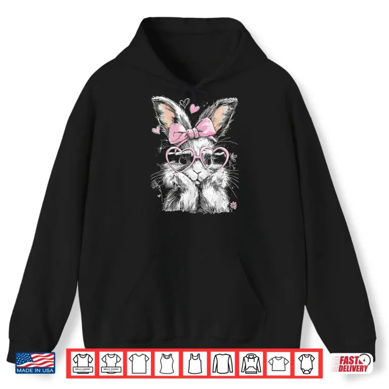 Hoodie Cute Easter Bunny for Women Pink Rabbit Coquette Girly Shirt