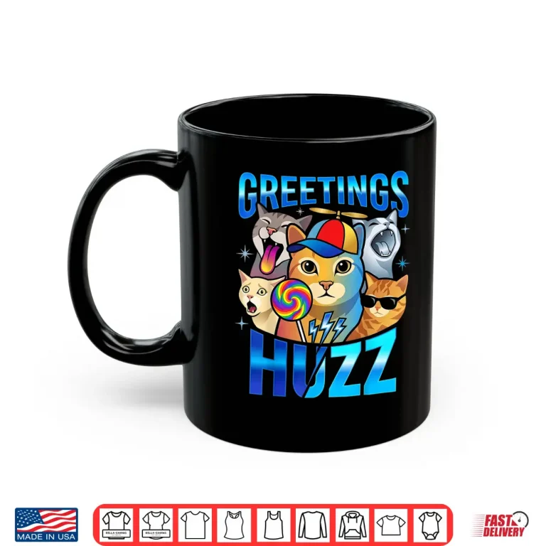 Mug Meme Greetings Huzz Funny Lollipop Cat Boys Girls Kids Shirt