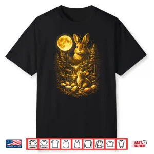 Bunny Howling To The Moon Vintage 90S Animal Easter Day Eggs Shirt