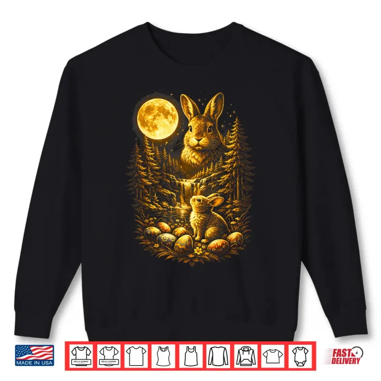 Sweatshirt Bunny Howling to The Moon Vintage 90s Animal Easter Day Eggs Shirt