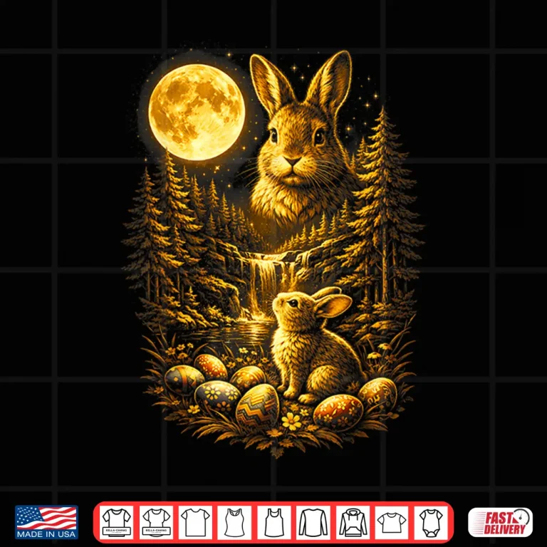 Design Bunny Howling to The Moon Vintage 90s Animal Easter Day Eggs Shirt