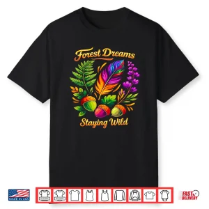 Forest Dreams Striking Bohemian Feather Flowers Scene Design Shirt