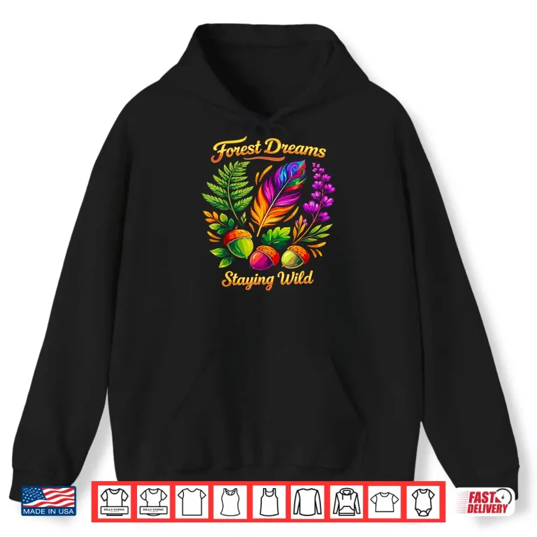 Hoodie Forest Dreams Striking Bohemian Feather Flowers Scene Design Shirt