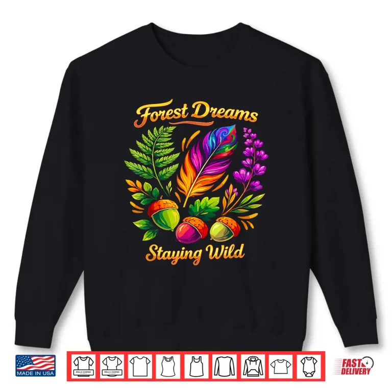 Sweatshirt Forest Dreams Striking Bohemian Feather Flowers Scene Design Shirt