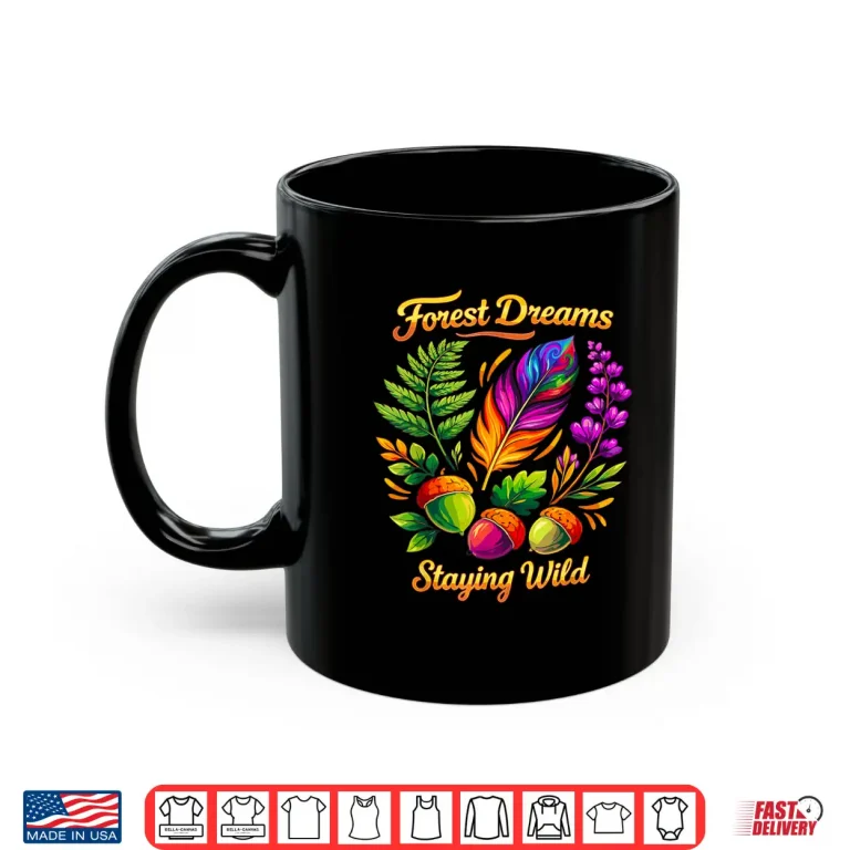 Mug Forest Dreams Striking Bohemian Feather Flowers Scene Design Shirt