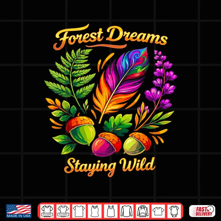 Design Forest Dreams Striking Bohemian Feather Flowers Scene Design Shirt