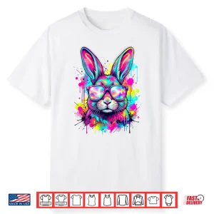 Happy Easter Bunny Face Tie Dye Bunny Rabbit With Glasses Shirt