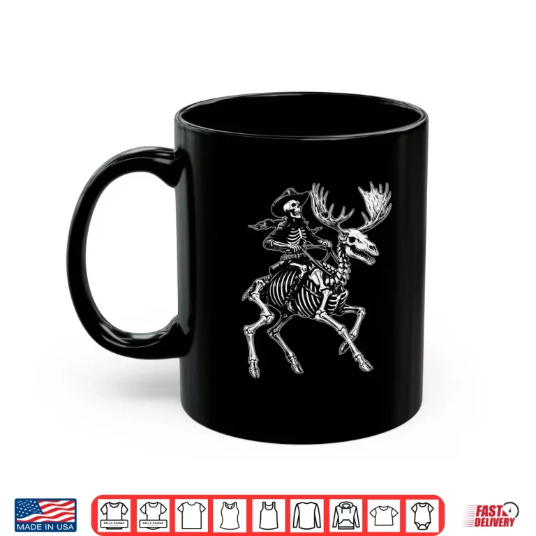 Mug Rustic Skeleton Cowboy Moose Goth Style Western Gothic Shirt