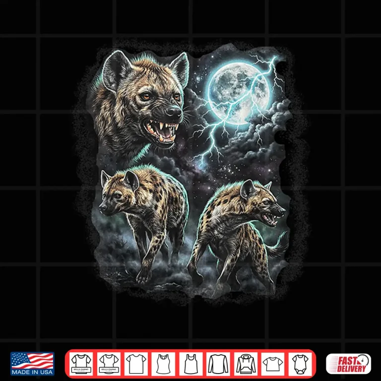 Design Three Wild Hyenas Moon Wildlife Animal Art Shirt