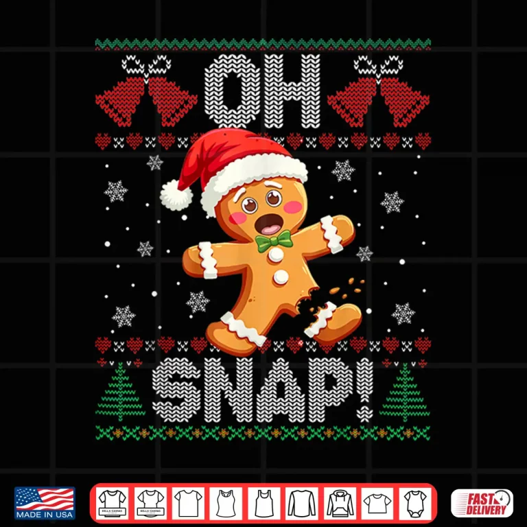 Design Funny Gingerbread Man Oh Snap Christmas Ugly Xmas Sweater Shirt